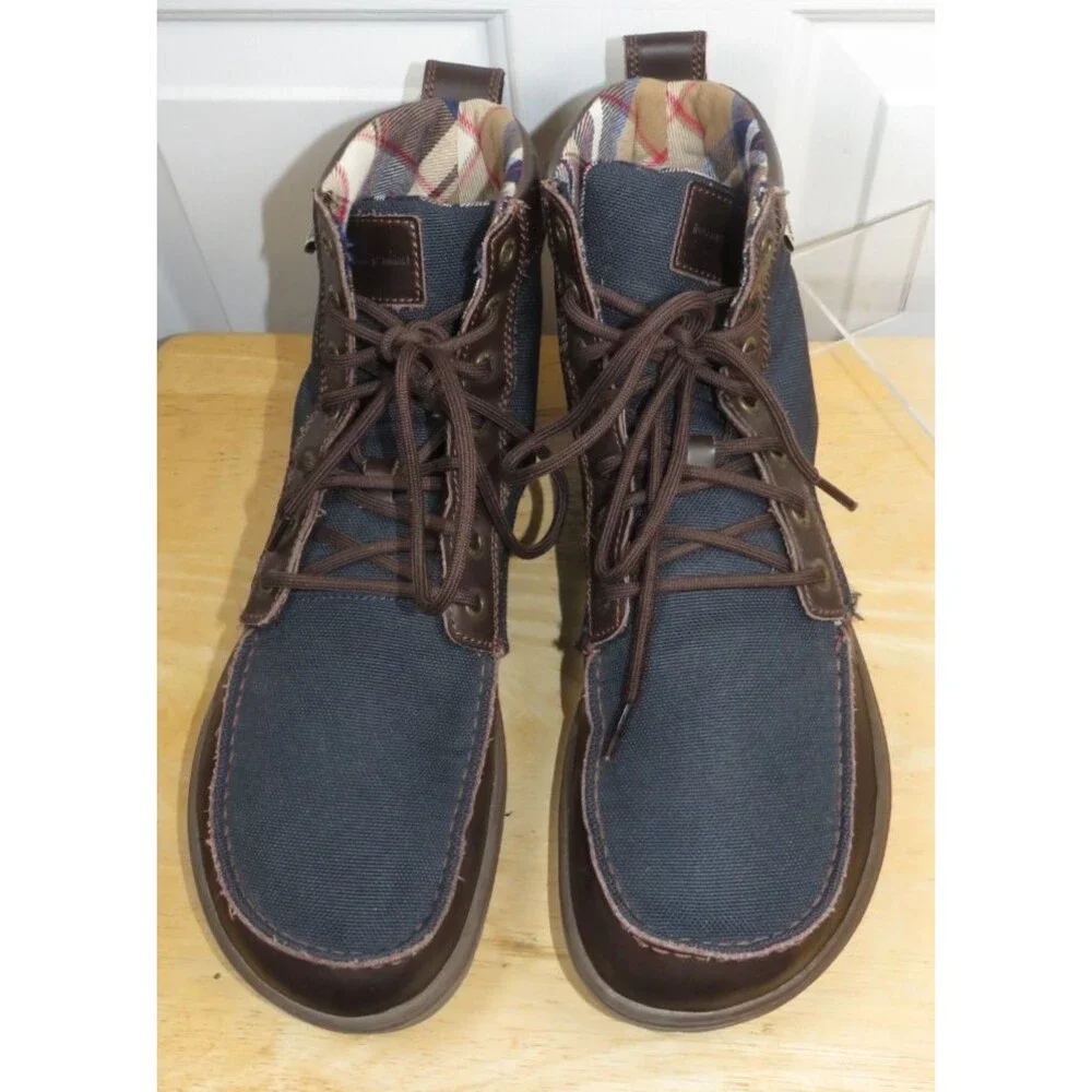 Lems Men's Boulder Boots in Navy/Dr. Brown Plaid Lining Size EU 47/US 13